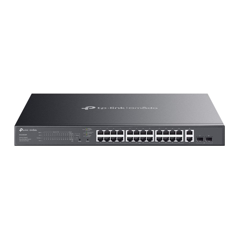 28-портов комутатор TP-Link Omada ES228GMP Gigabit Easy Managed Switch с 24 PoE+ порта