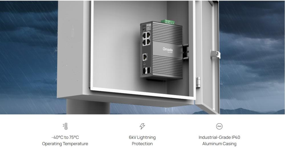 6-портов гигабитов индустриален лесно управляем комутатор TP-Link Omada IES206G