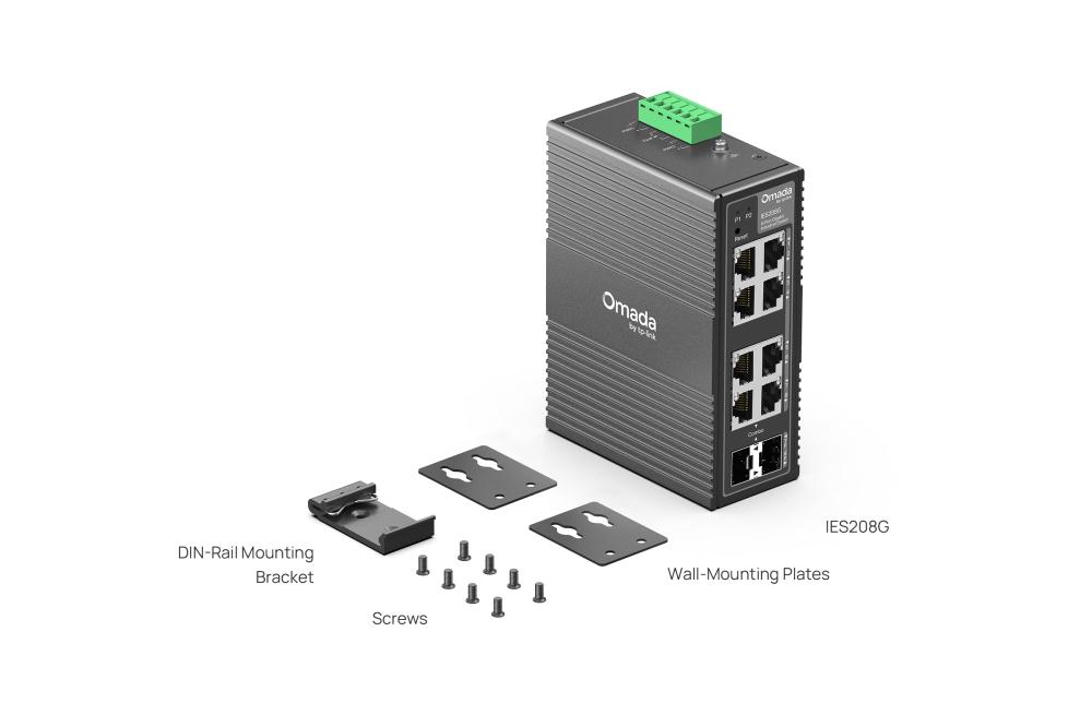 8-портов гигабитов индустриален лесно управляем комутатор TP-Link Omada IES208G