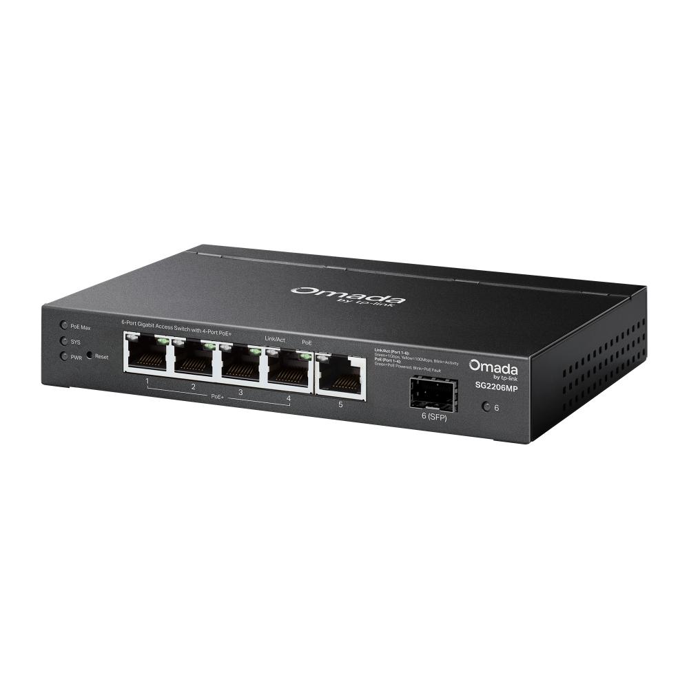 6-портов гигабитов комутатор за достъп с 4 PoE+ порта TP-Link Omada SG2206MP