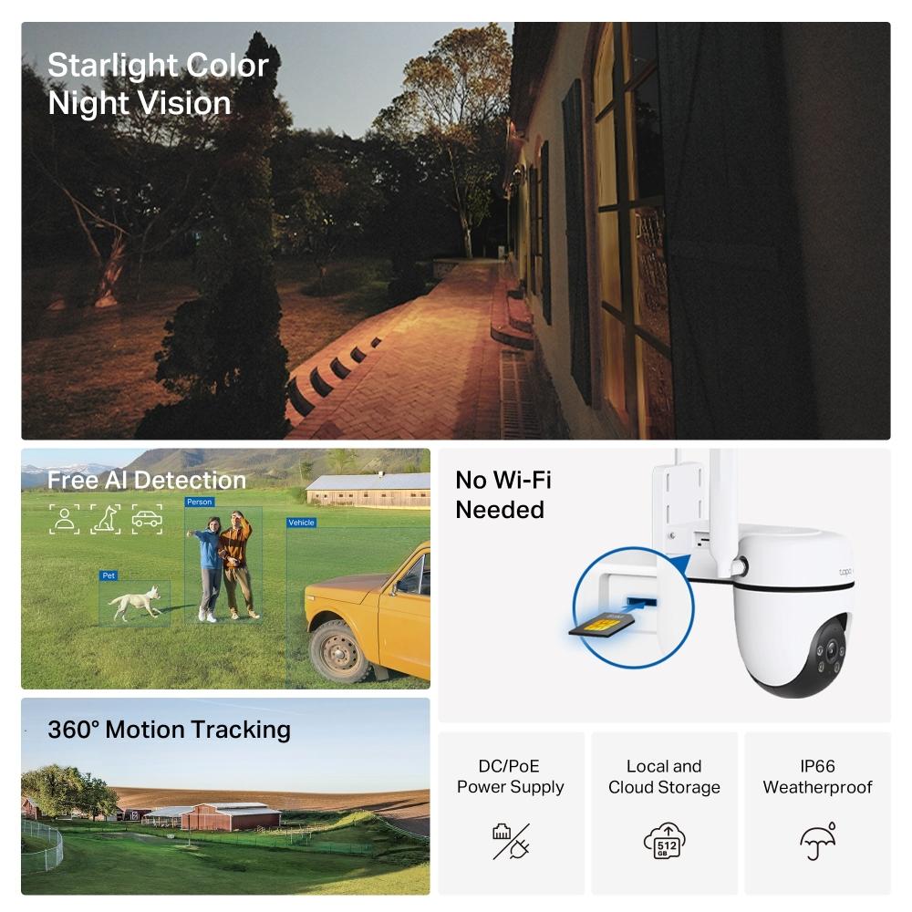 Външна охранителна камера TP-Link Tapo C501GW 4G LTE панорамна