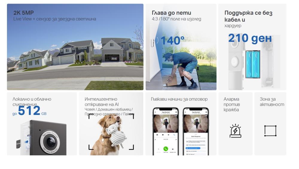 Интелигентен видео звънец TP-Link Tapo D235