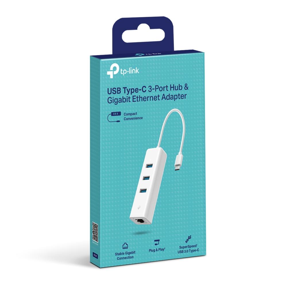 USB Type-C 3-портов хъб и гигабитов Ethernet адаптер TP-Link UE330C
