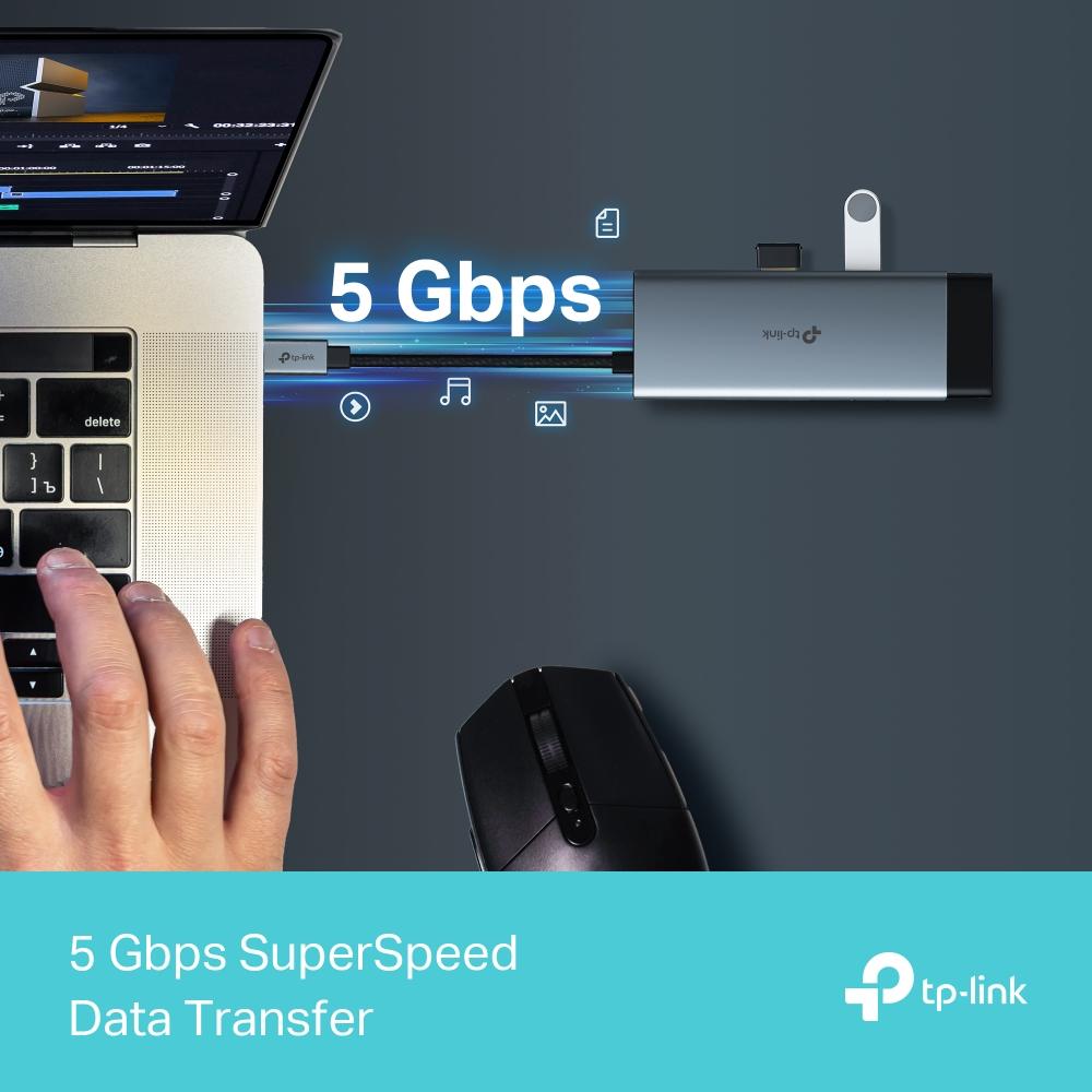 USB хъб TP-Link Type-C 6 в 1 UH6120C