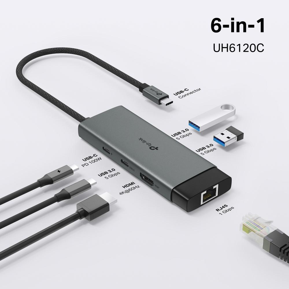 USB хъб TP-Link Type-C 6 в 1 UH6120C