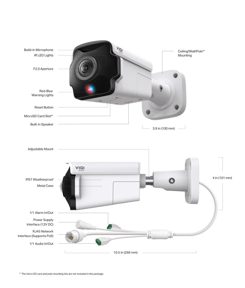 8MP външна IR панорамна Bullet мрежова камера TP-Link VIGI InSight S385PI