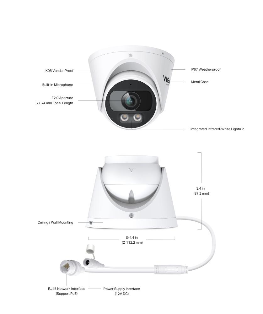 2MP пълноцветна мрежова камера TP-Link VIGI InSight S425(2.8mm)
