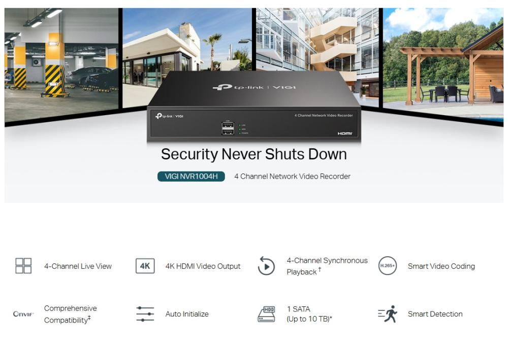4-канален NVR TP-Link VIGI NVR1004H