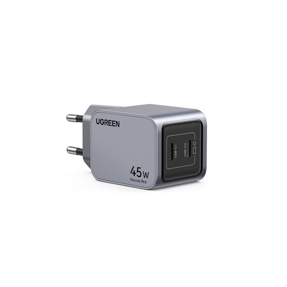 Зарядно устройство Ugreen X707 NEXODE PRO 35008, 220V 2xUSB-C, GaN, 45W