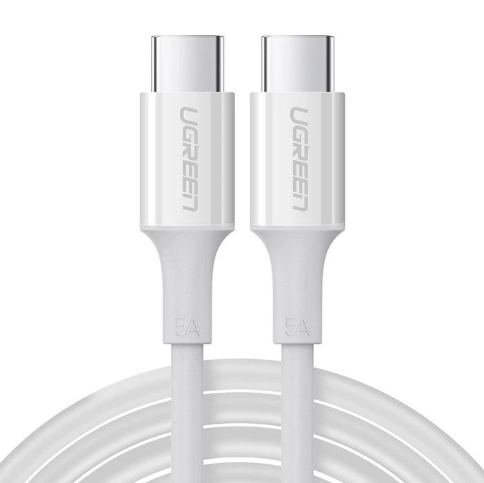Кабел Ugreen US300 60552, USB-C/USB-C 5А,DATA, 2м - бял