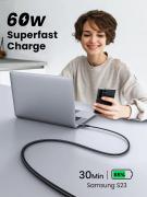 Кабел Ugreen US567 15373 USB-C към USB-C, 60W, 1м