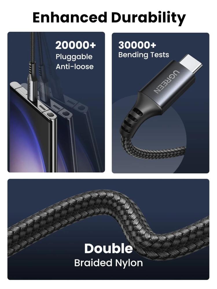 Кабел Ugreen US567 15373 USB-C към USB-C, 60W, 1м