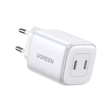 Зарядно устройство Ugreen CD294 220V 2xUSB-C, GaN, 45W, PD, NEXODE 15327 - бяло