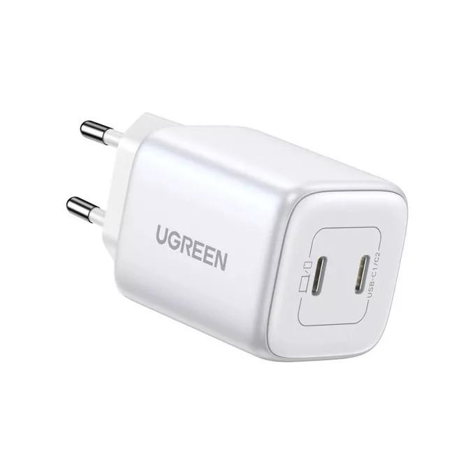 Зарядно устройство Ugreen CD294 220V 2xUSB-C, GaN, 45W, PD, NEXODE 15327 - бяло