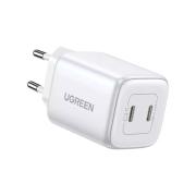 Зарядно устройство Ugreen CD294 220V 2xUSB-C, GaN, 45W, PD, NEXODE 15327 - бяло