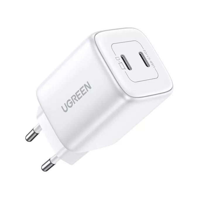 Зарядно устройство Ugreen CD294 220V 2xUSB-C, GaN, 45W, PD, NEXODE 15327 - бяло