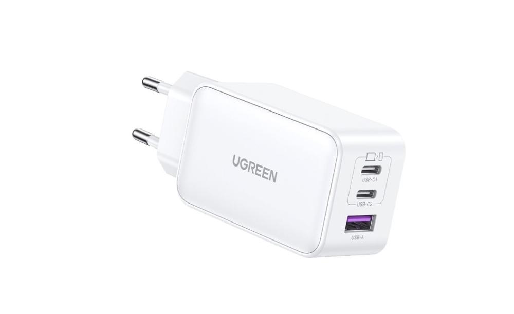 Зарядно устройство Ugreen CD224 220V 2xUSB-C, 1xUSB A, GaN, 65W 15334 - бяло