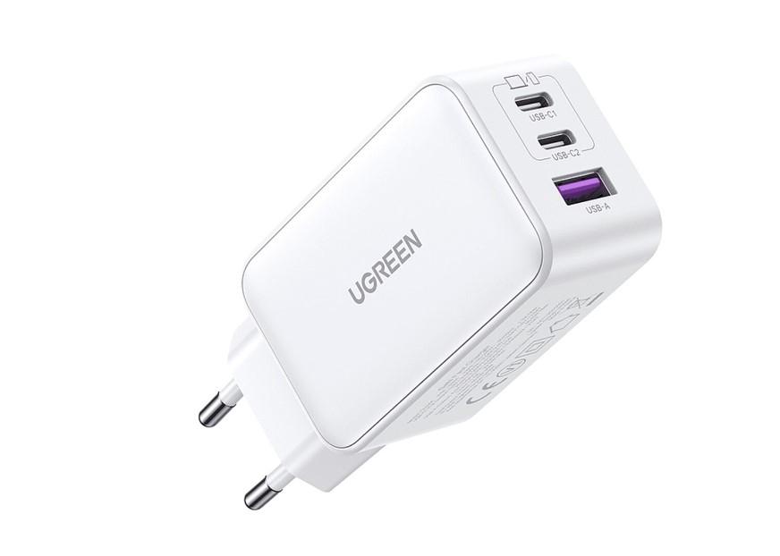 Зарядно устройство Ugreen CD224 220V 2xUSB-C, 1xUSB A, GaN, 65W 15334 - бяло