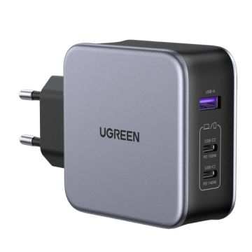 Зарядно устройство Ugreen NEXODE CD289 90549, 220V, 2xUSB-C, 1xUSB A, GaN, 140W