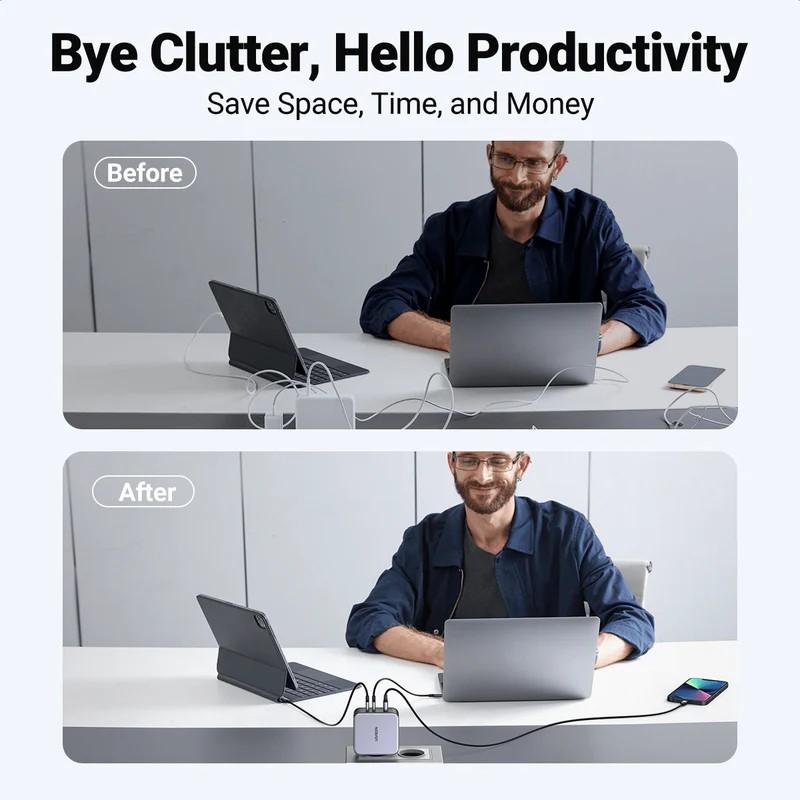 Зарядно устройство Ugreen NEXODE CD289 90549, 220V, 2xUSB-C, 1xUSB A, GaN, 140W