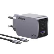3-портово мини бързо зарядно устройство GaN Ugreen Nexode Pro 25871 220V 2xUSB-C, 1xUSB A, 65W