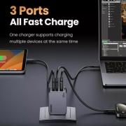 3-портово мини бързо зарядно устройство GaN Ugreen Nexode Pro 25871 220V 2xUSB-C, 1xUSB A, 65W