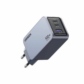 3-портово бързо зарядно устройство Ugreen NEXODE PRO X757 25874 - 220V 2xUSB-C,1xUSB A, GaN,100W