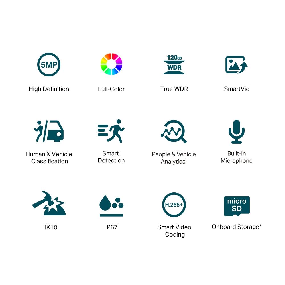 5MP пълноцветна куполна мрежова камера TP-Link VIGI C250(2.8mm)